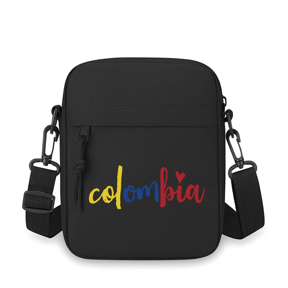 

Colombia heart brush handwritten design flag Men Crossbody Bag Single Shoulder Women Cartoon Anime Film Printing Design Unisex