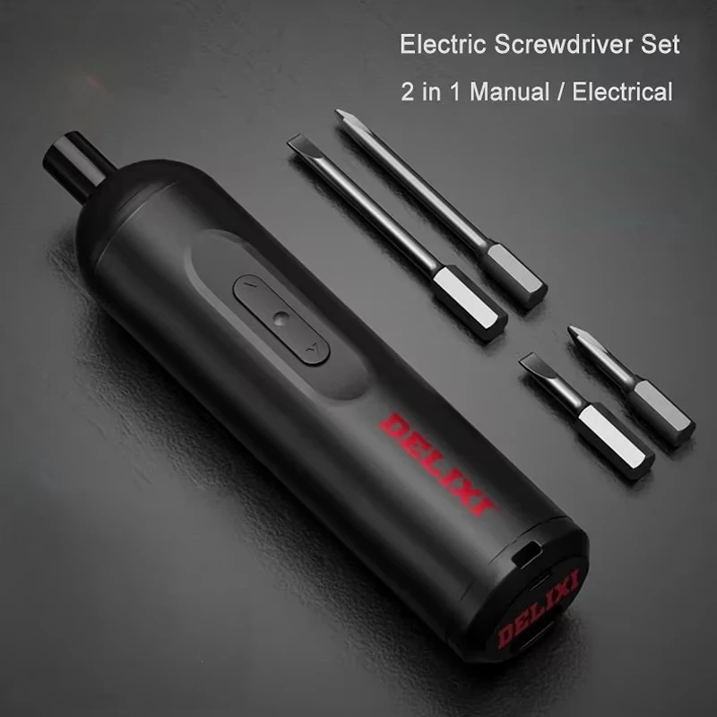 DELIXI Portable Electric Screwdriver Cordless Rechargeable Screw Driver Set Power Multi-function Disassembly Torque Repair Tools