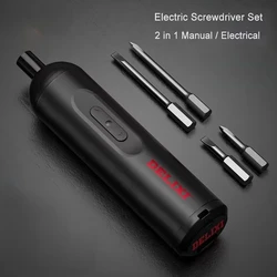 DELIXI Portable Electric Screwdriver Cordless Rechargeable Screw Driver Set Power Multi-function Disassembly Torque Repair Tools