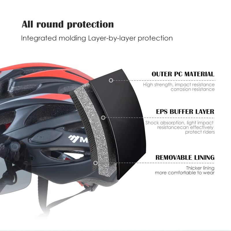 MOON Bike Helmet for Adult with Detachable Goggle Magnetic Visor Racing MTB Road Bicycle Cycling Helmet Ultralight