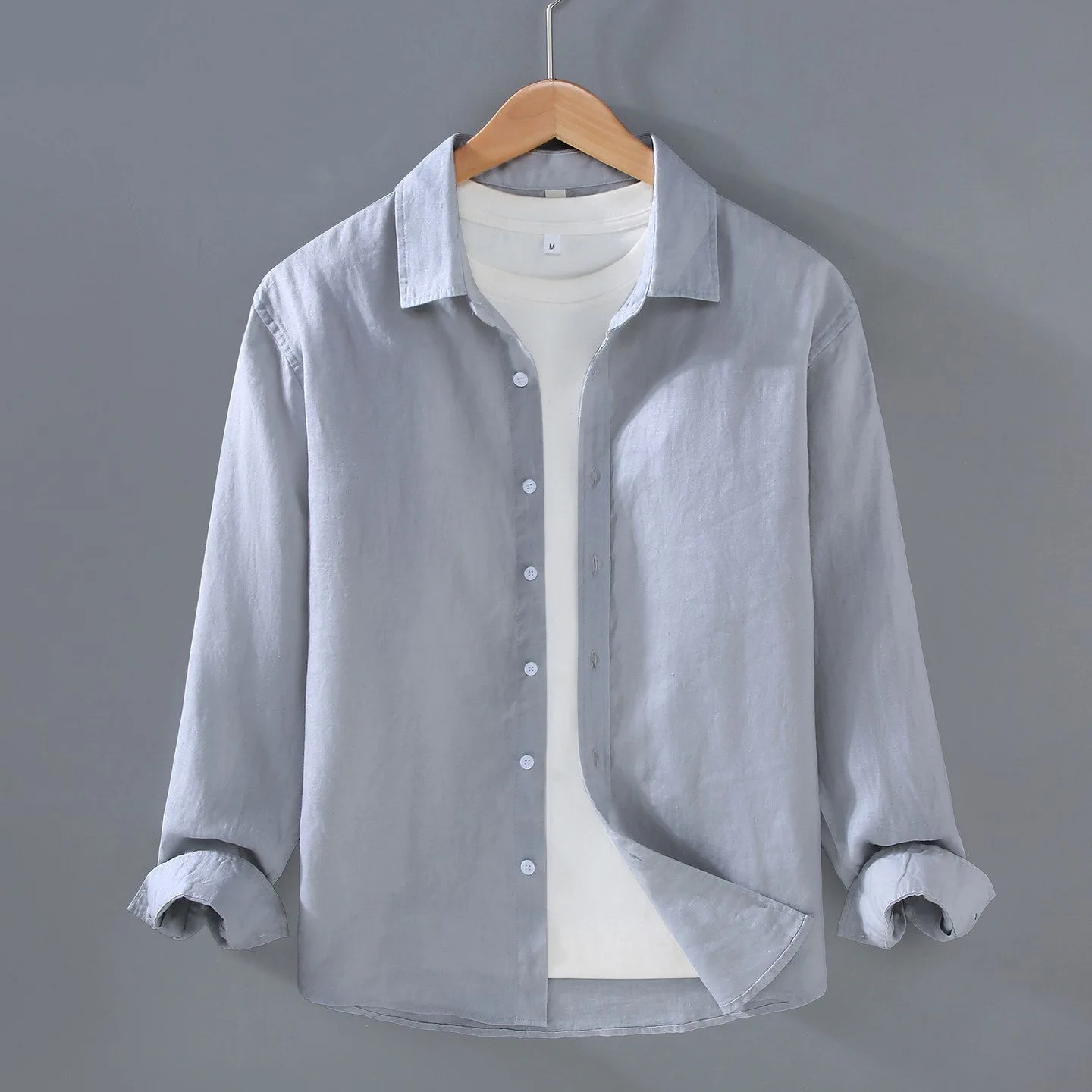 

Men's Spring Autumn Linen Shirt Long Sleeve Casual Loose High Sensation Thin Breathable Loose Fit Versatile Large Size Shirt