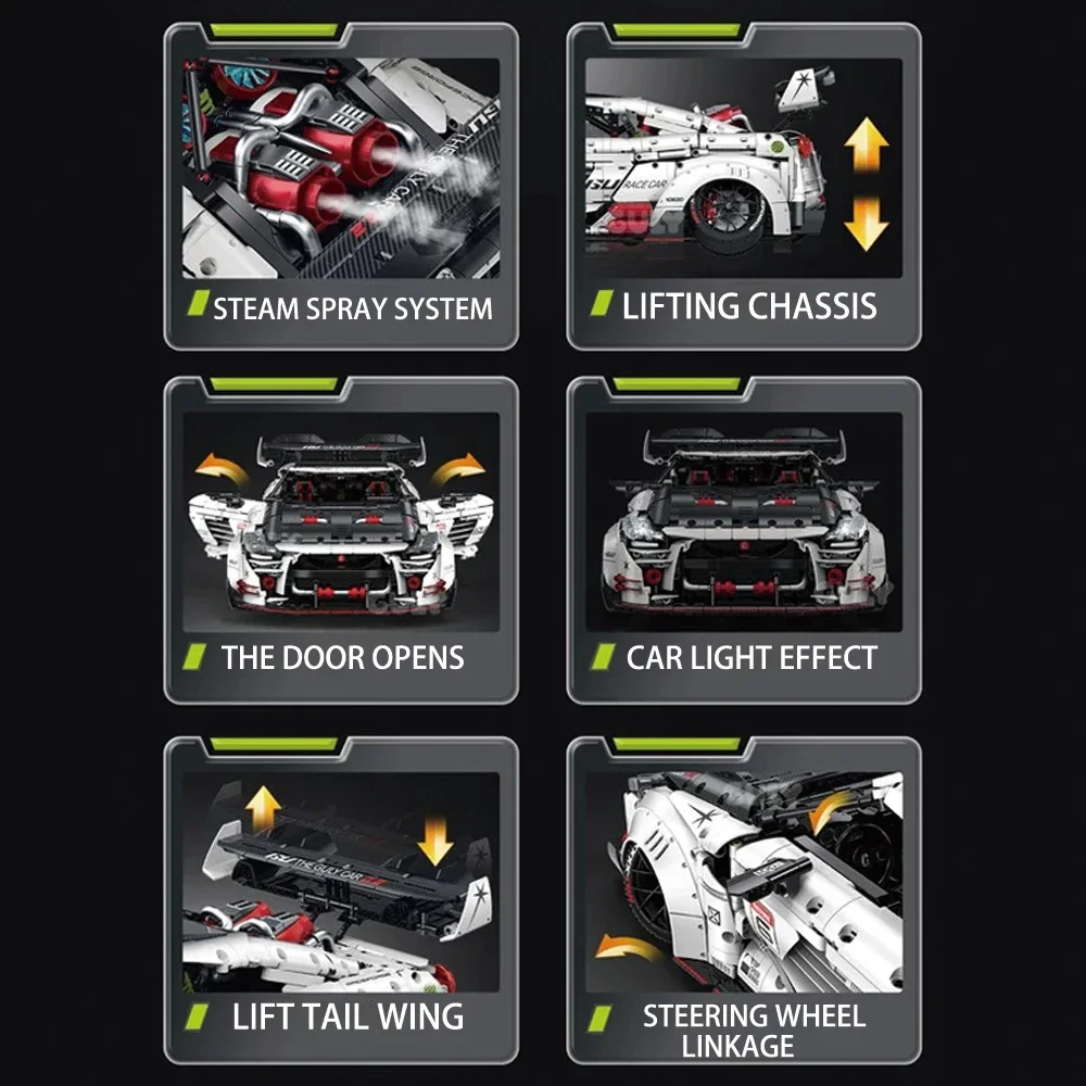 Technische GTR Racing Sport Auto Bouwsteen Baksteen Stad Mechanische Snelheid Voertuig Model Speelgoed Voor Kinderen Verjaardagscadeau MOC