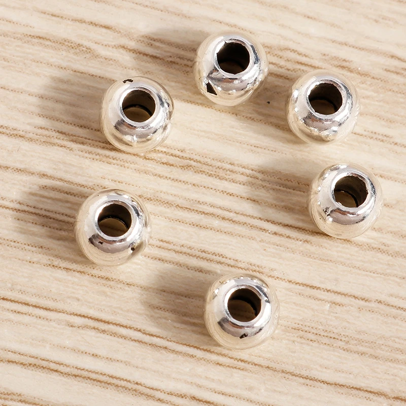Tusember 50 Stück 5mm CCB Silberfarbene Lose Abstandsperlen für Schmuckherstellung DIY Armbänder Halsketten Bastelzubehör – Detail 5