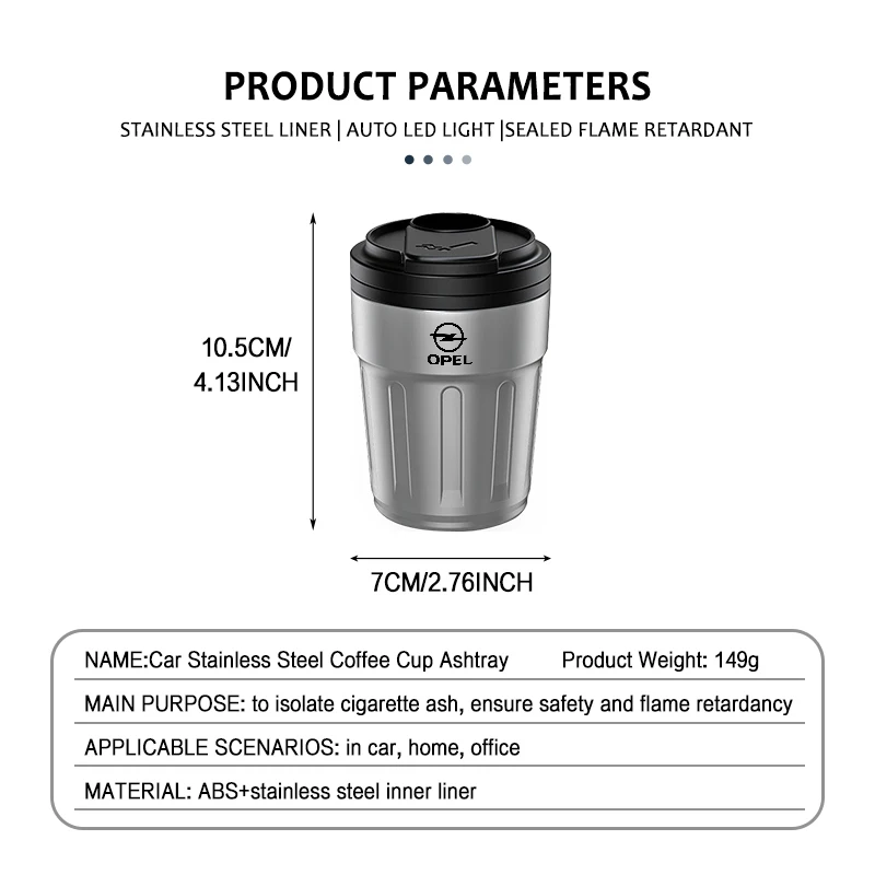 For Opel Car Ashtray One Touch Open Portable Ashtray Cup Auto Interiors Insignia Astra G J F K Vectra C H Corsa C B D Omega view 6