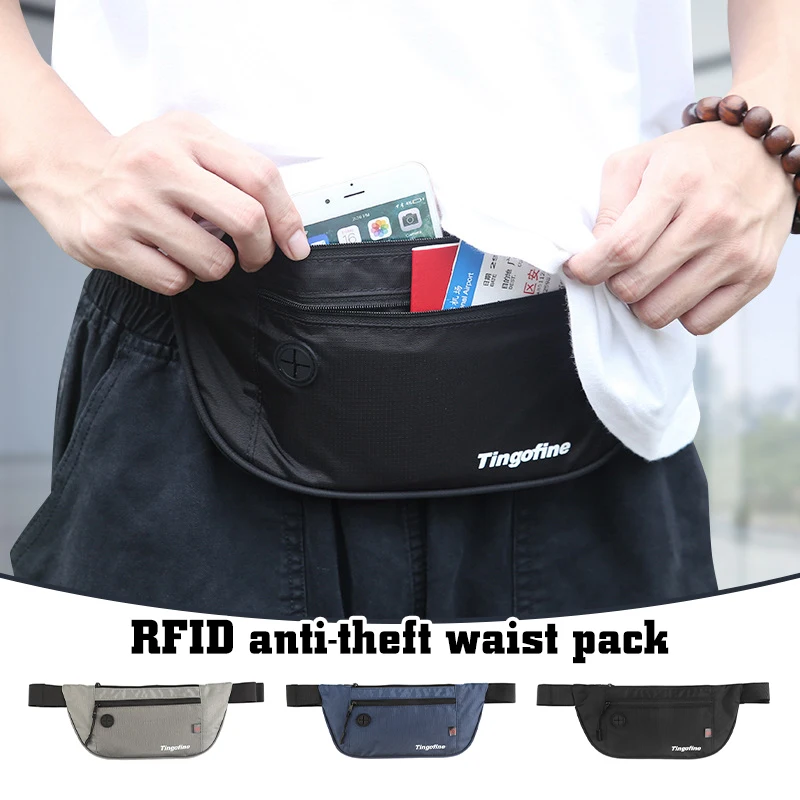 Cinturón de dinero de viaje con bloqueo Rfid, bolsa de cintura para correr, riñonera impermeable, teléfono ajustado, portátil para exteriores