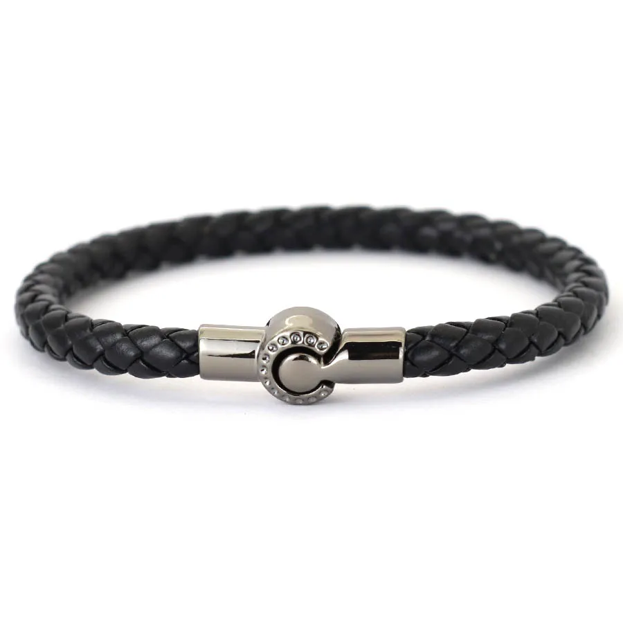 Minimalistisches magnetisches Lederarmband für Männer, lässige Accessoires, anpassbare Größe, schwarzer Armreif, Pulsera Hombre Hiphop Rock Joias – Detail 8
