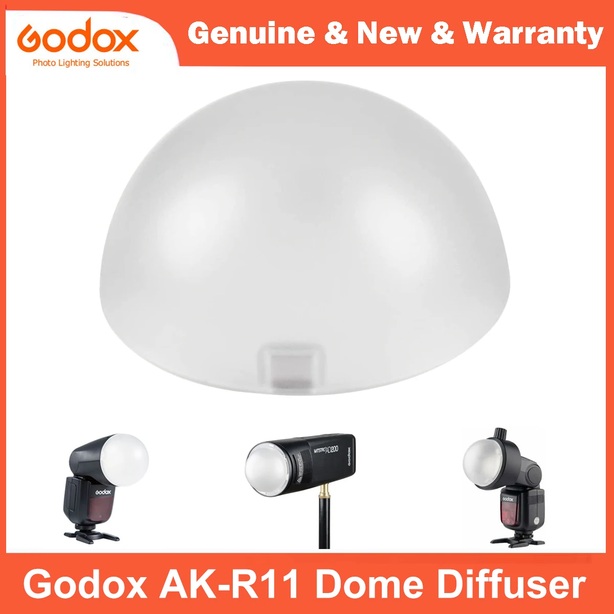 Coque Retroviseur 208 Dôme Diffuseur Godox AK-R11 Pour Flash Tête Ronde V1, V1 Pro, AD200 Pro, H200R - Blanc Godox V1