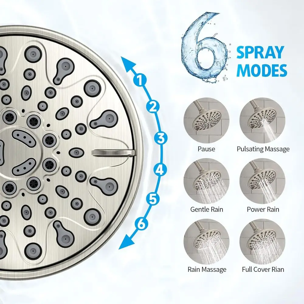 طقم دش مطري مقاس 6 بوصات مع تحكم بمقبض واحد ولمسة نهائية من النيكل المصقول #4