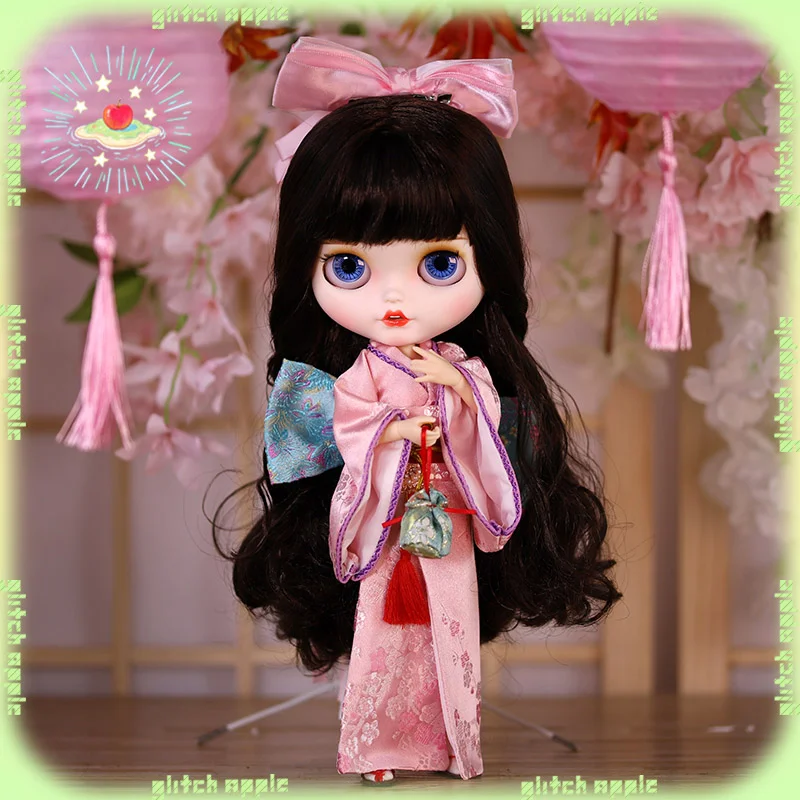 

Японское кимоно с вышивкой, одежда для куклы ICY DBS, розовый стиль для OB24, Licca 19, суставы, наряд для куклы Блайт и модная особенная одежда