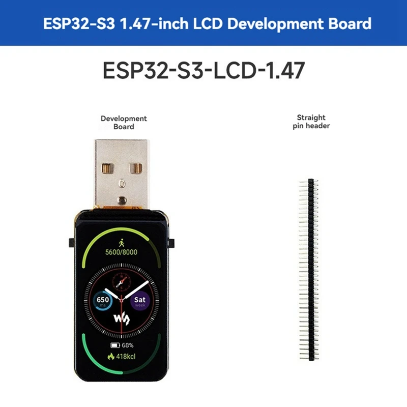 Placa de desenvolvimento ESP32-S3 1.47 Polegada display lcd on-board rgb cor micro-sd titular do cartão porta serial usb de velocidade total