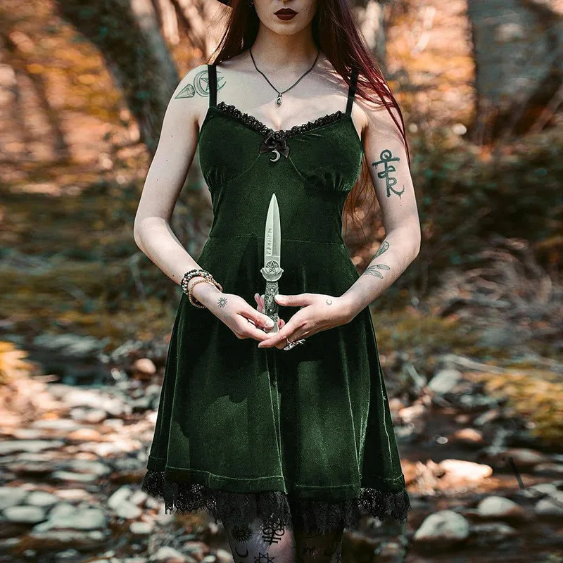 

Halloween Medieval Costume Gothic Blue Lace Up Tunic Dress
