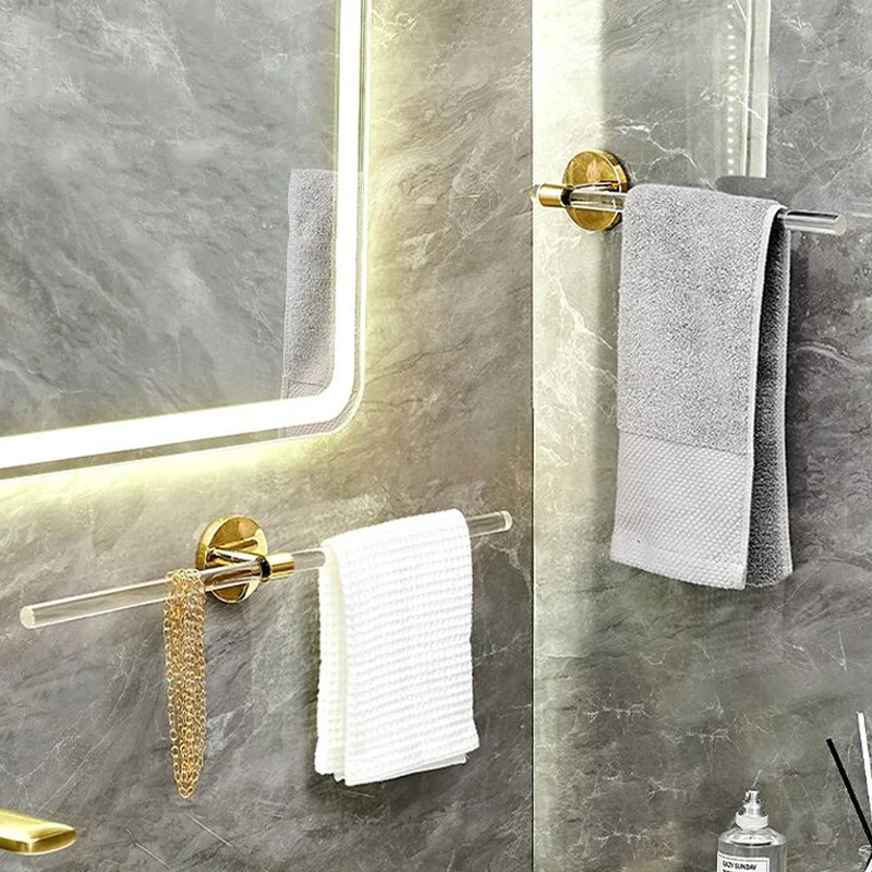YCRAYS Gold Silver Bath Towel Bar Roll Tissue Paper Holder Rack For Bathroom Shelf Hanger Toilet Toiletries Kitchen Accessories