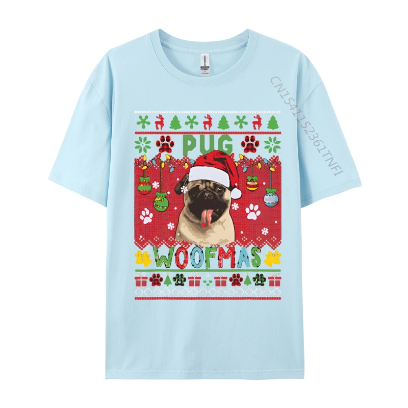 Pug Christmas Woof Santa Pug Matching T-shirt Graphic T Shirts 100% Cotton Breathable T-shirt Free Shippping Clothes