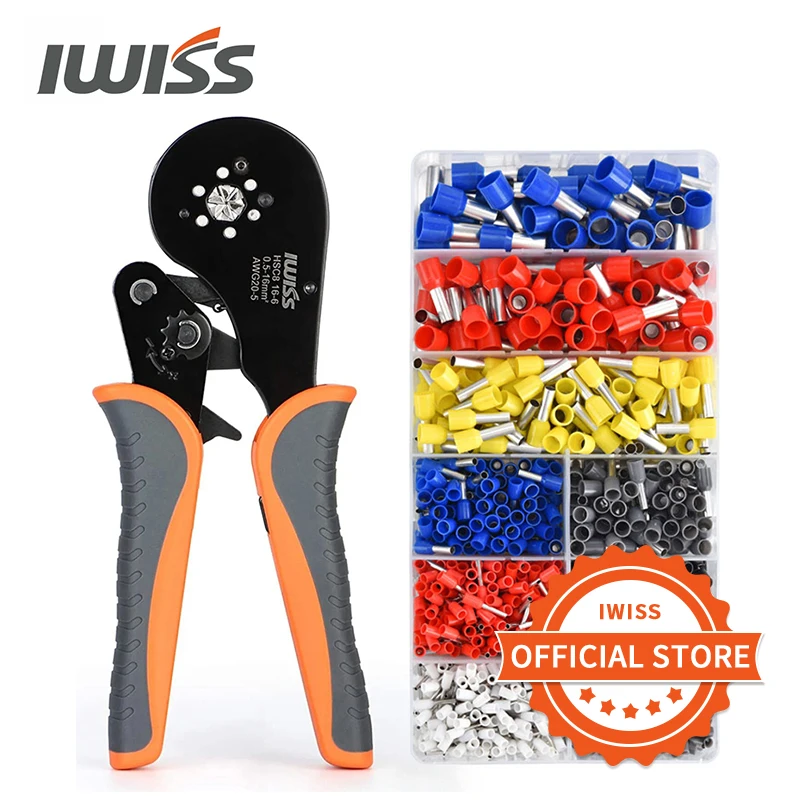 IWISS HSC8 16-6 pinze a crimpare autoregolabili per AWG20-5 Bootlace End-sleeves ghiera Ratchat Wire Crimper Tool Clamp Tool