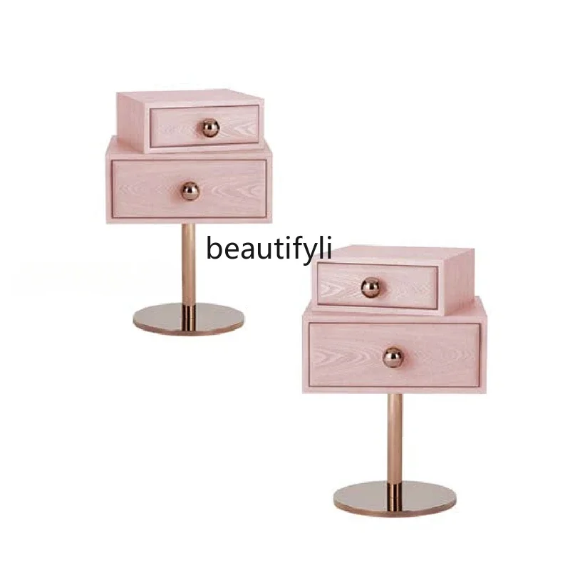 

zxqFrench Designer Model Modern Bedroom Multi-Color Bedside Table Dislocation Combination Color Folding Cabinet Romantic