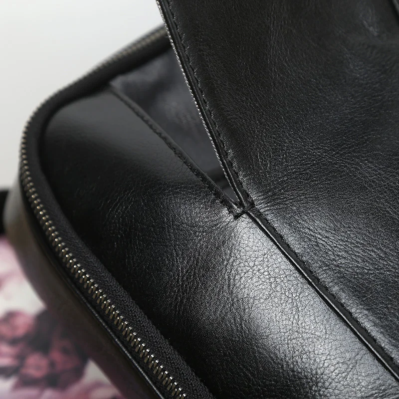 NZPJ Männer Leder Rucksack Natürliche Rindsleder Casual Computer Tasche Retro Hohe Kapazität Schule Tasche Trendy Männer Tasche Für 15,6 Zoll laptop – Detail 11