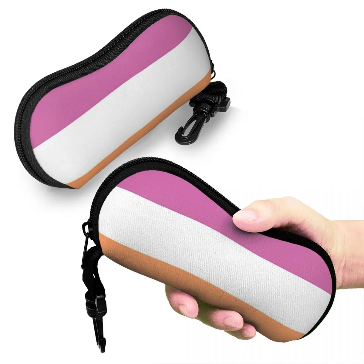 

Orange Magenta Lines Lesbian Pride Flag Butch Femme Pride Flag Shell Glasses Case Protector Sunglasses Box Eyeglasses Bag Pouch