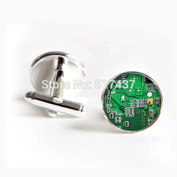 J-21 1 pair wholesale Shirt Cufflinks Computer Circuit Board Cufflinks green Circuit Board Cuff link cuff links designer brand