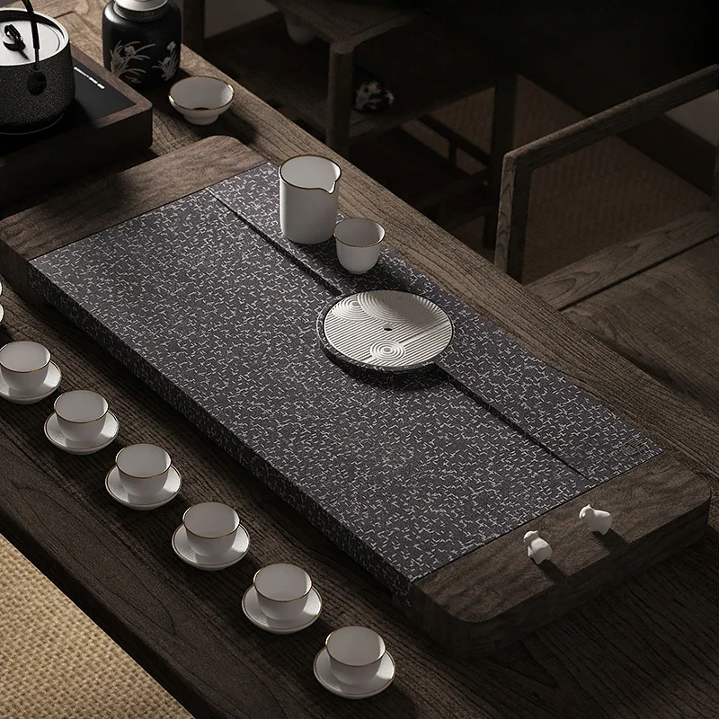 

Mountain blue black gold black gold stone black sandalwood solid wood tea tray tea table