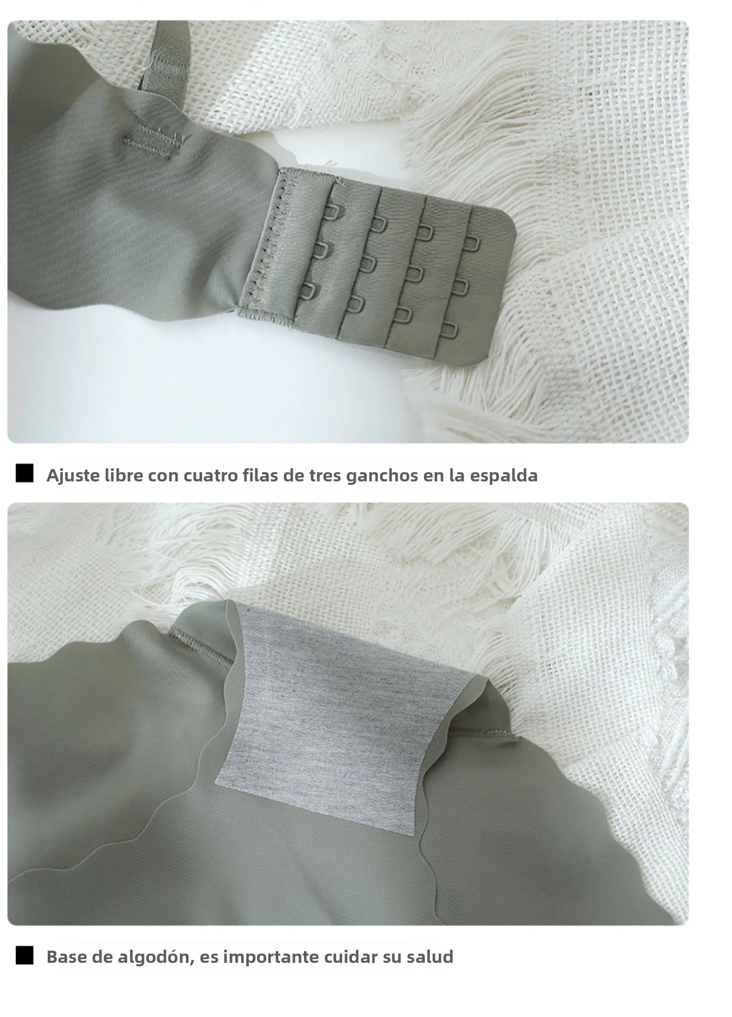 Conjunto de sujetador y bragas sin costuras para mujer, color blanco, fino, con efecto push-up, sin aros, ropa interior cómod...