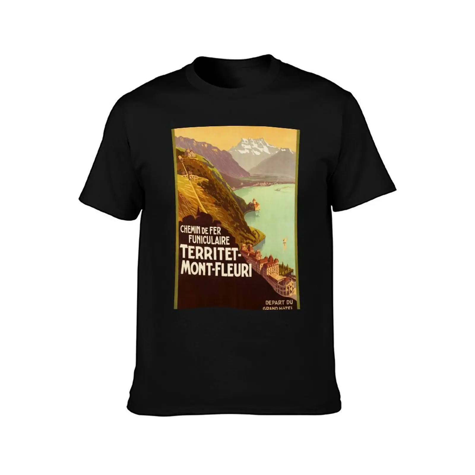 Chemin De Fer Funiculaire TERRITET MONT FLEURI Montreux Switzerland 1905 Old Funicular Railway Poster T-Shirt