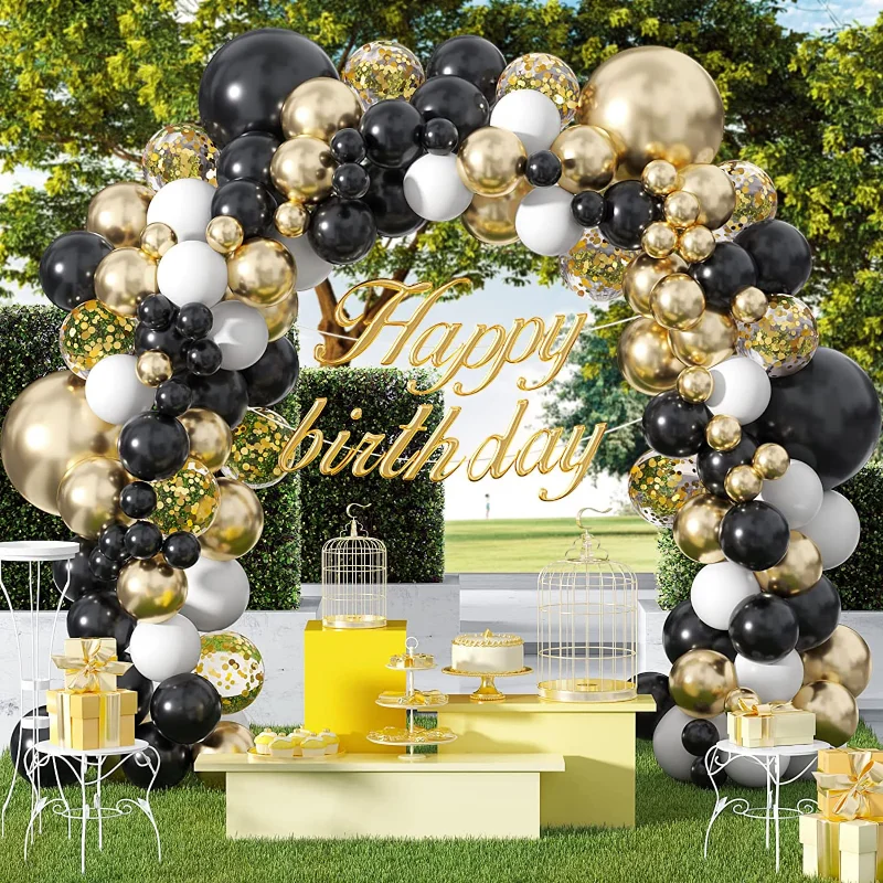 

Black Gold Balloon Garland Arch Kit Confetti Latex Ballon Birthday Party Decor Adult Graduation Baloon Wedding Decor Baby Shower