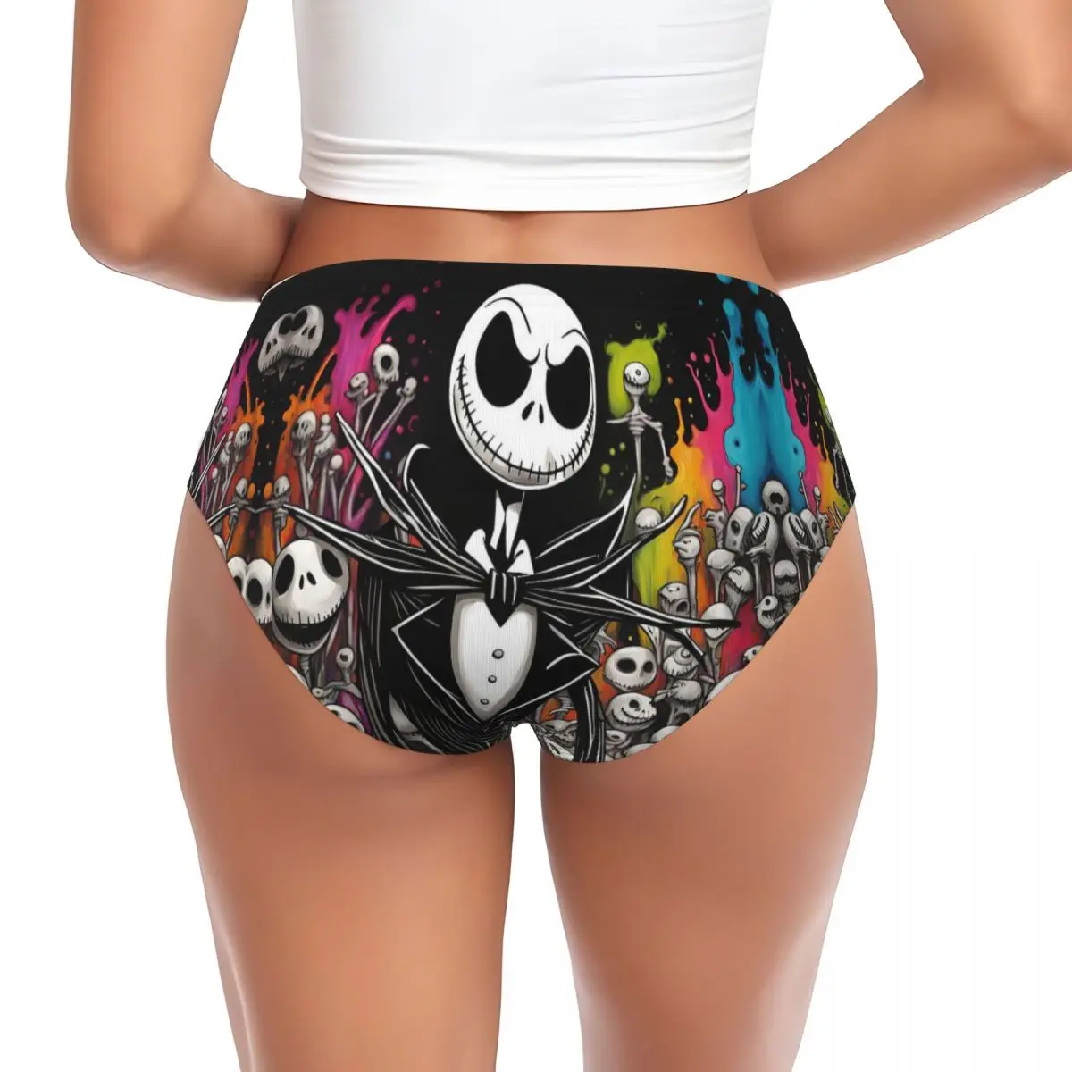 Custom Jack Skelington Brief Panties Women Breathable Stretch The Nightmare Before Christmas Underwear