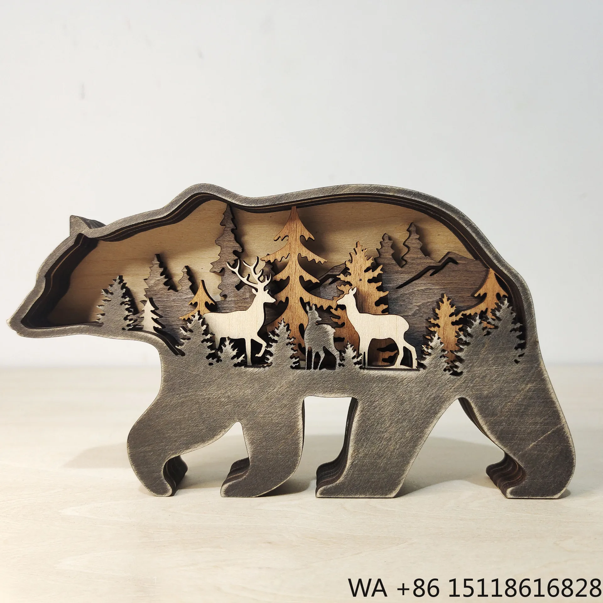 2023 New Hot Sale Wood Craft Forest Animal Home Decoration Ornaments Wood Crafts