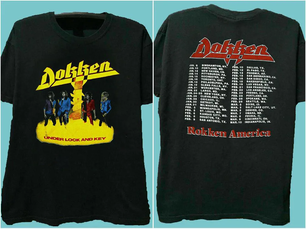 DOKKEN TSHIRT 1985 UNDER LOCK AND KEY T SHIRT. S-3XL Fastship