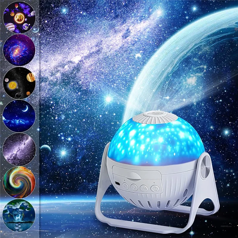 ضوء السماء الليلية ضوء الجو 360 °   قاعة فلكية دوارة درب التبانة LED ضوء عرض عيد ميلاد الأطفال هدية عيد الميلاد