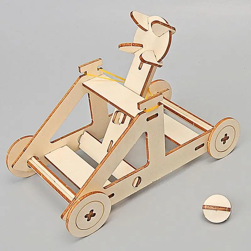 Kit de modelo de Catapulta de madera para niños, juguetes de montaje de vehículos de trebuqueta, ensamblaje de Ciencia Educativa, bloques de construcción, juguete para niños