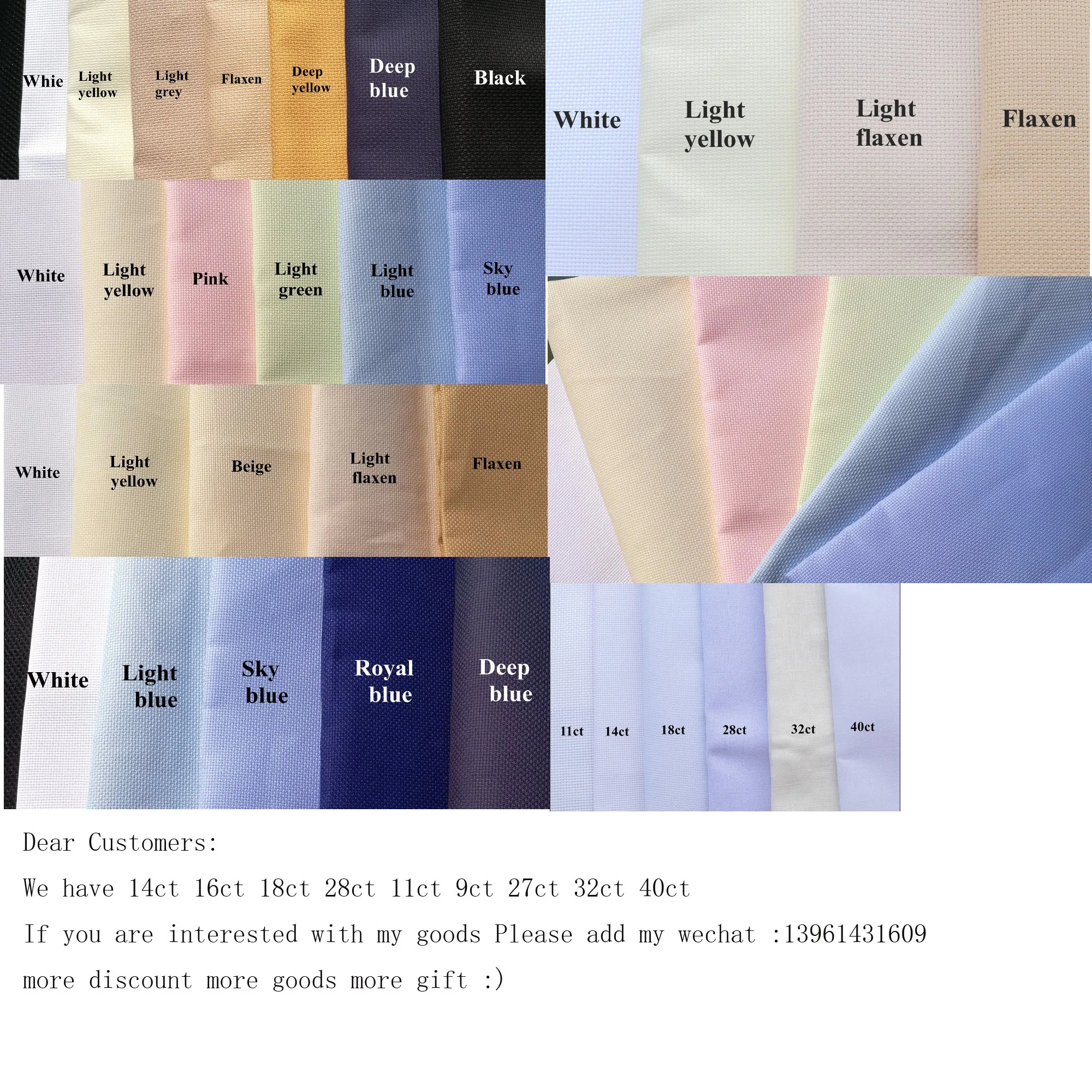 9TH ONEROOM 100% Cotton 14CT Embroidery / Cross Stitch Fabric Canvas Aida Cloth---Make Any Size