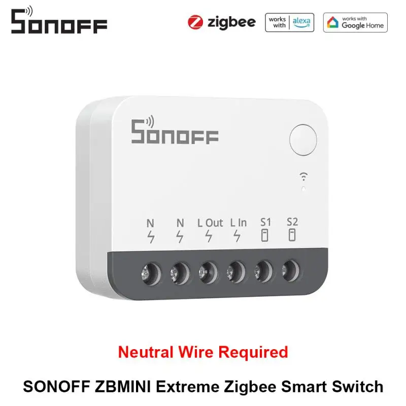 SONOFF ZBMINIR2 Extreme Zigbee 3.0 Smart Switch Smaller Size 2 Way Control Safe Timer Requird Neutral Wire Via Zigbee2MQTT Alexa