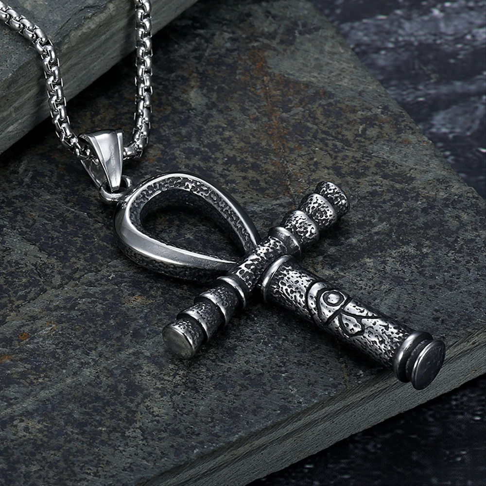 Vintage Stainless Steel Egyptian Patron Anubis Eye Of Horus Cross Pendant Men's Dominic Toretto Cross Necklace Jewelry Gifts