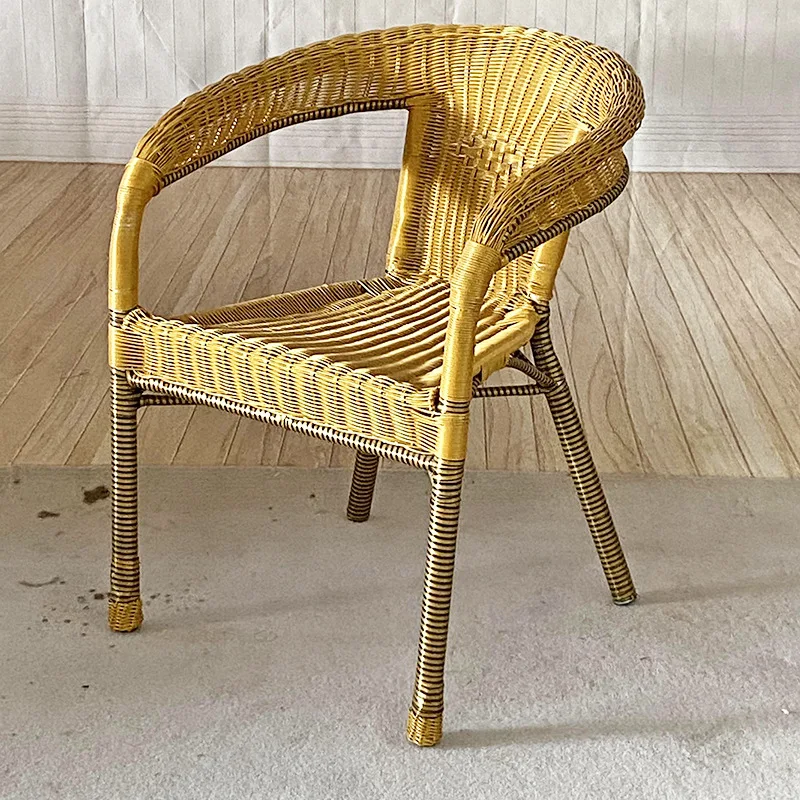 Rotan stoel rotan driedelige set ouderen rugleuning kruk ouderen stoel fauteuil