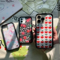 Wildflower 3D Cherry Leopard Cat Phone Case for iPhone Apple 16 pro 15 14 13 12 17 Pro Max Plus Air 17pro WF Girl LOVE Cover