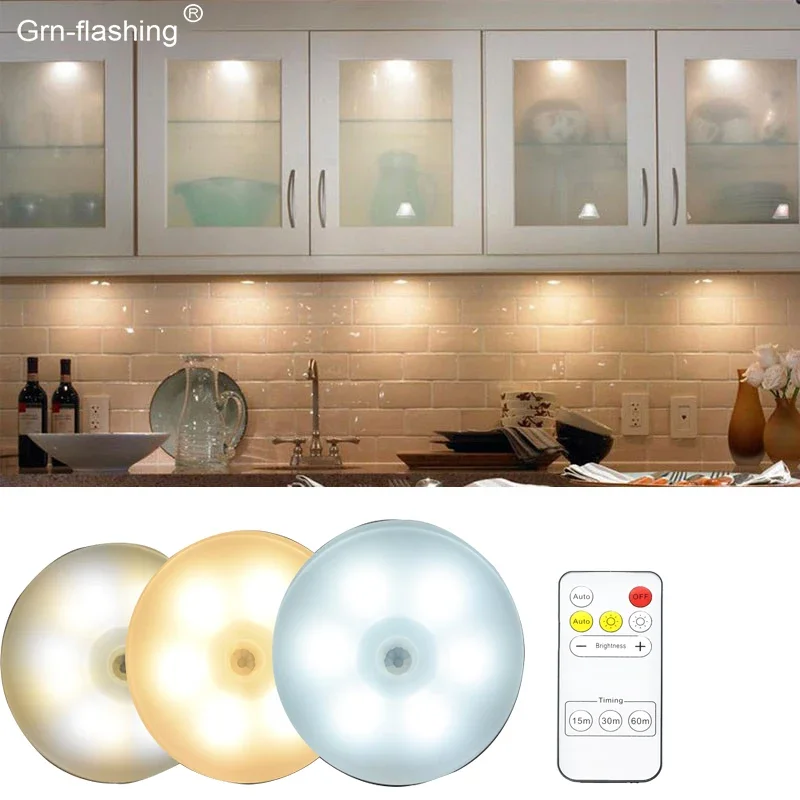 

LED PIR Motion Sensor Night Lamp 3 Color USB Rechargeable Magnetic Under Cabinet Light for Bedroom Wardrobe Kitchen Restroom