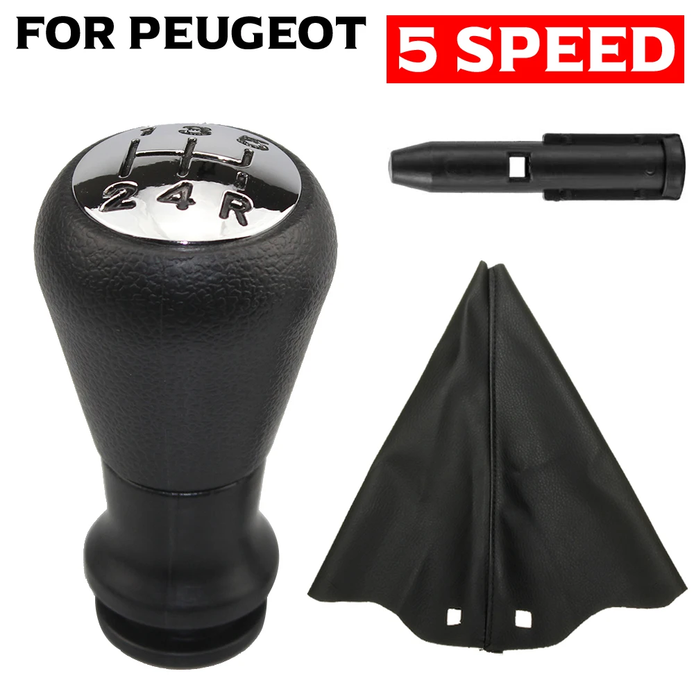 

Черная новая автомобильная ручка переключения передач из АБС-пластика с кожаным чехлом для Peugeot 106 206 306 406 107 207 307 407 301 308 2008
