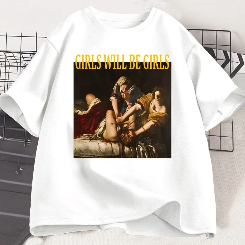 T-shirt décontracté en coton pour femmes et filles, motif « Girls Will Be Girls », T-shirt féministe « Girl Power », style Harajuku, pour femmes et hommes