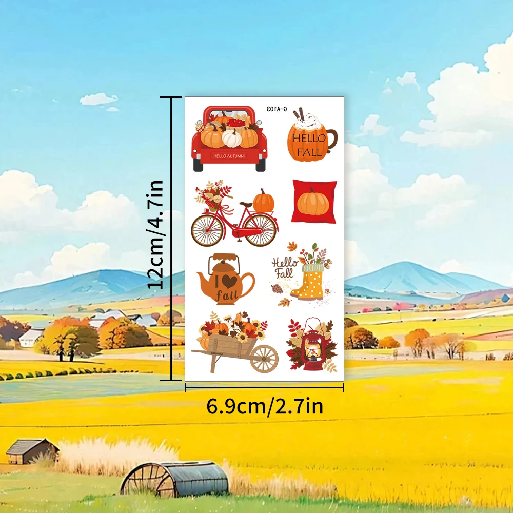 가을 임시 문신, 추수감사절 대량 방수 안전 문신 스티커, 가을 선물 가방 스터퍼를 위한 최고의 선택