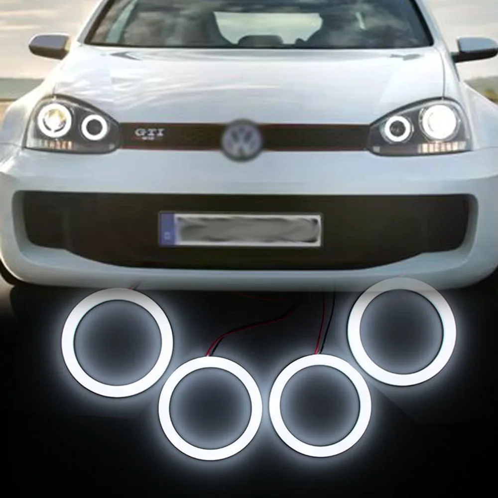 

4ring Cotton White LED Head Angel Eyes DRL Halo Ring Kits Canbus For Volkswagen Golf MK4 MK5 GL GLS TDI R32 GTI Rabbit Hatchback