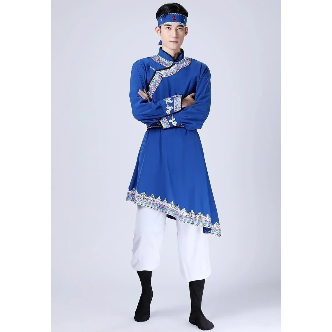 Costume mongols de style chinois pour hommes, vêtements de performance de danse mongole, baguettes de lutte