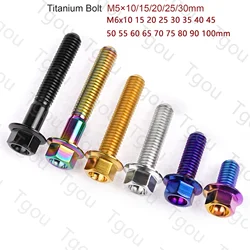 Tgou Titanium Bolt M5/M6x10 15 20 25 30 35 40 45 50 55 60 65 70 75 80 90 100mm Flange Hex Head Screw for Motorcycle Car