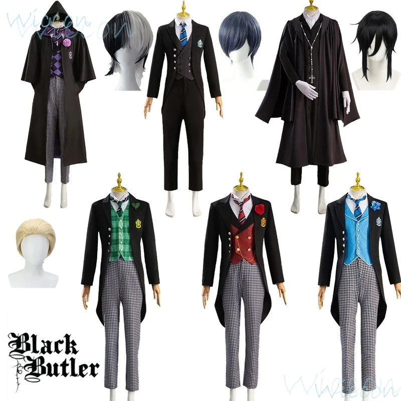 Kuroshitsuji Black Butler Public School Arc Ciel Sebas Sebastian Michaelis Cosplay Uniform Edgar Lawrence Herman Gregory Suit