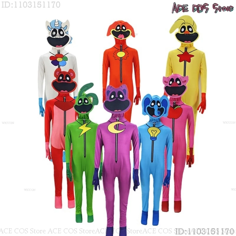 Smiling Poppy Cosplay Cosplay Costume Scritters Jumpsuit Set Kids Children Role Play Halloween Carnival Party Christmas Gifts