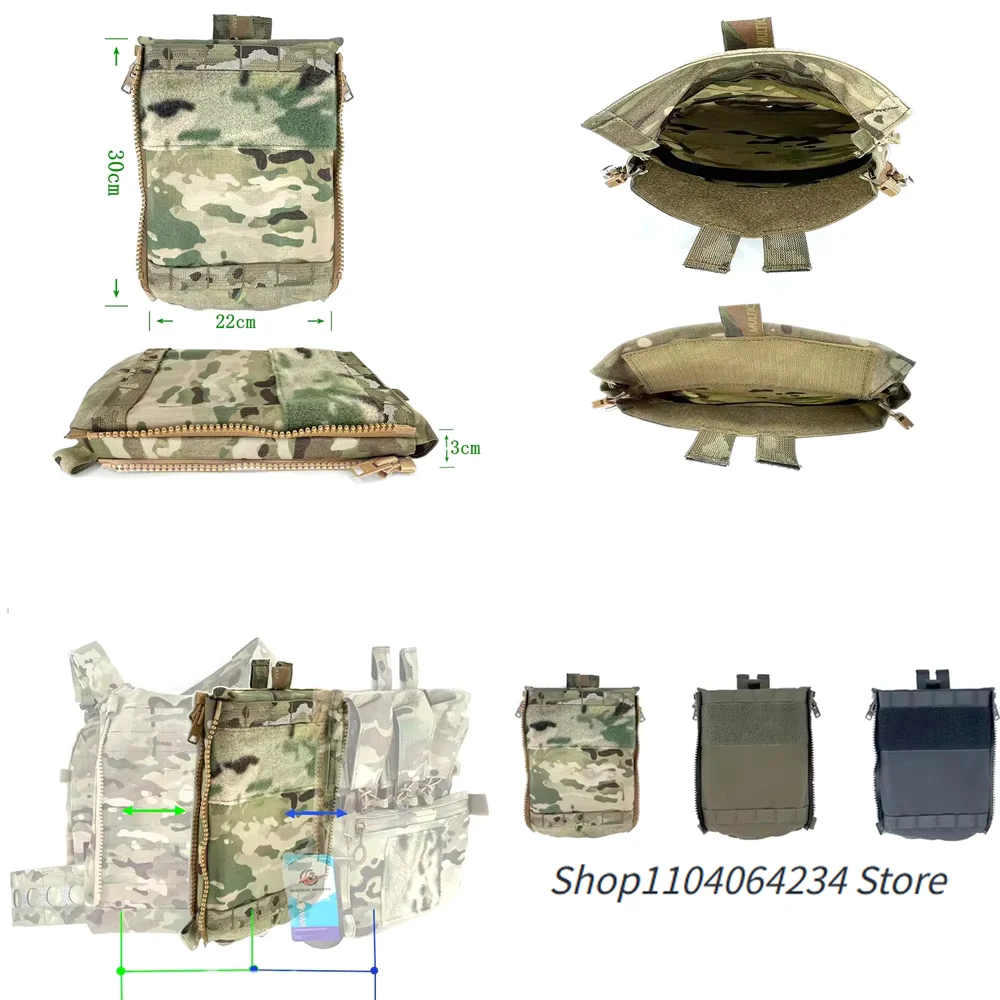 

Tactical Outdoor Back Panel Water Bag FCPC V5 Vest Plate Carrier Hydration Pouch Multi-purpose Tactical Zipper Bag