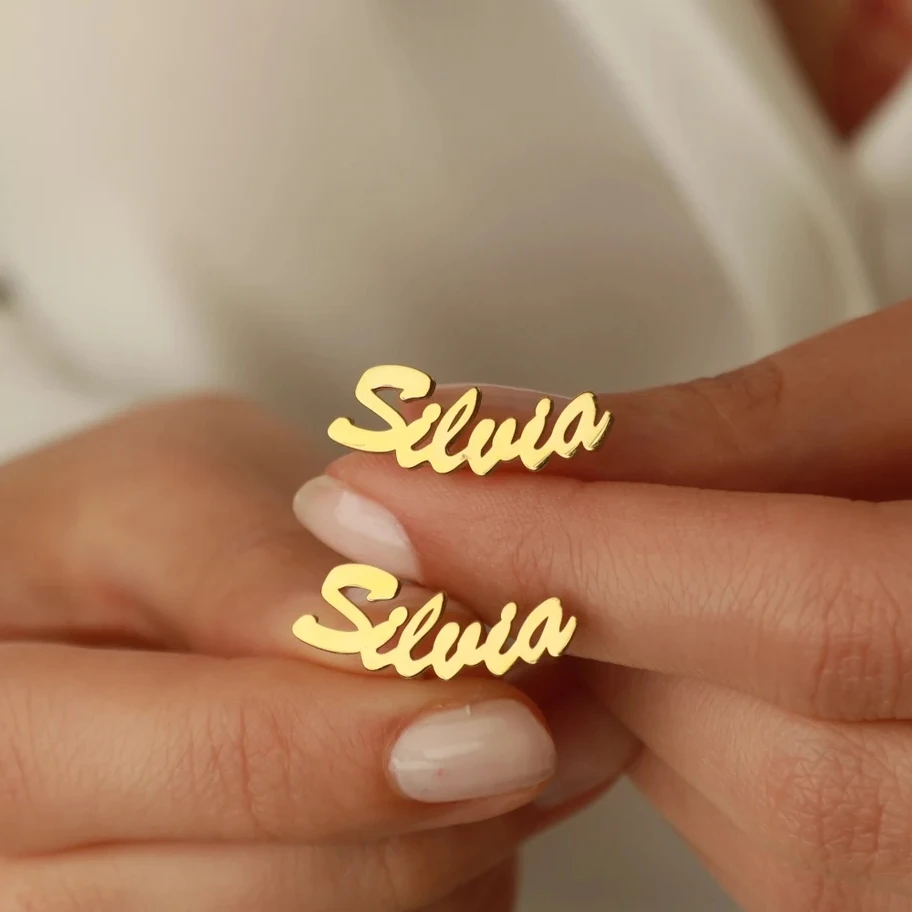 

Jeshayuan Custom Name Earrings Gold Color Stub Earrings Minimalist Name Earrings Personalized Bridesmaid Gifts Gift for Her