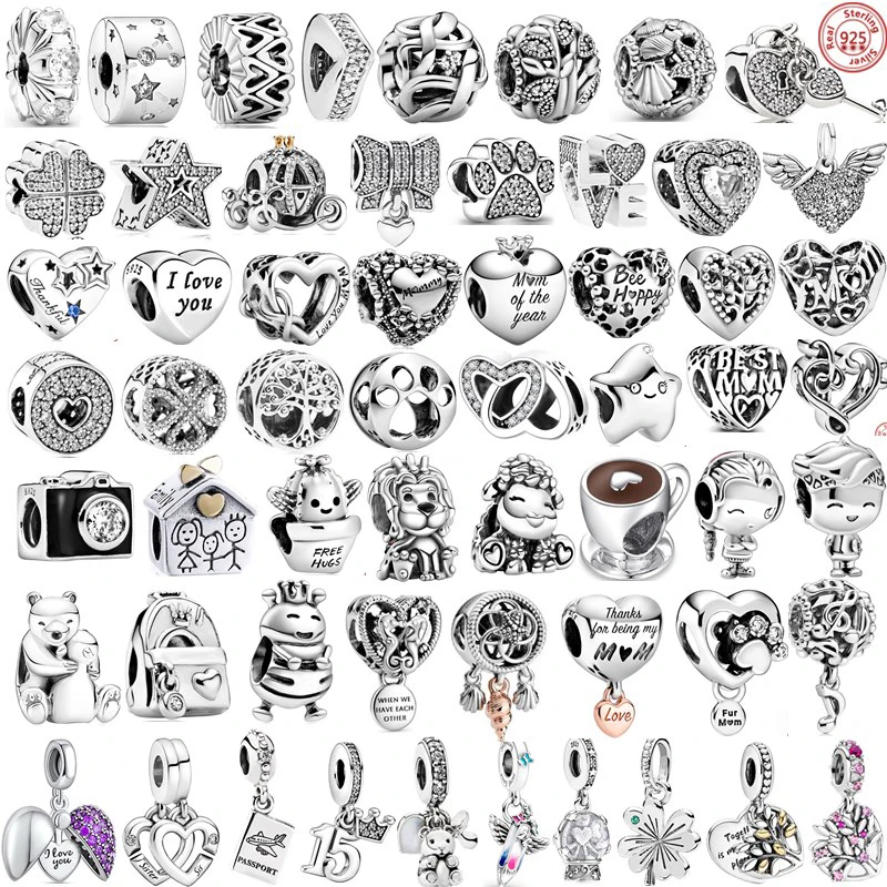 100% Plata de Ley 925 amor cachorro cámara de fútbol corazón infinito cuentas aptas para pulsera de dijes originales regalo de joyería para mujer