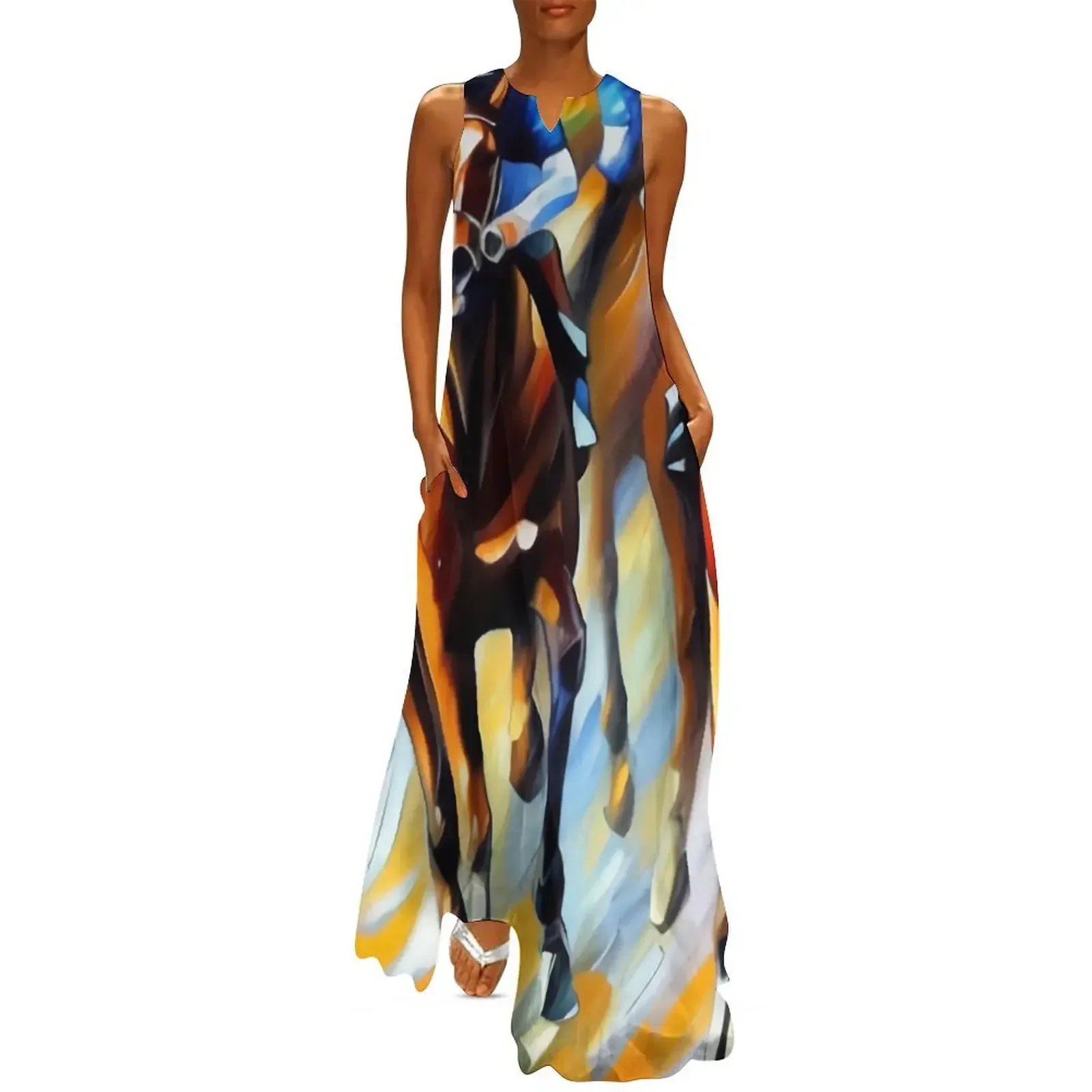 

The Horse Race. Brilliant Colors. Long Dress summer dress Prom gown luxury dress