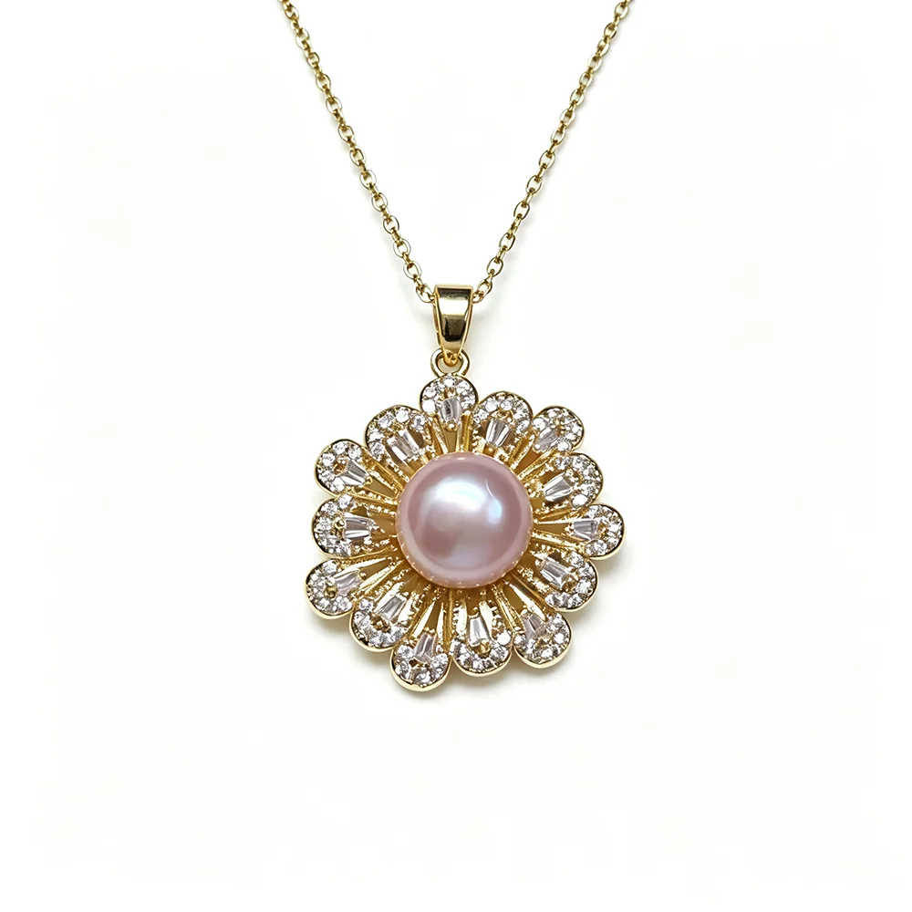 Neuer 925er Silber Natürlicher Perlenanhänger für Damen, Eleganter Süßwasserperlen-Anhänger, Schmuck, Geschenk für Ehefrau, Mutter, Jahrestag, Weiß, Lila – Detail 3